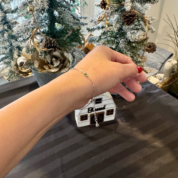 Sterling Silver Baguette Station Bracelet In Emerald - Picture 5 of 5